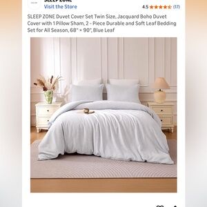 Blue Leaf Duvet Cover Set